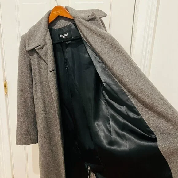 Vintage Regency Pure Cashmere Gray Long Coat Size US 8 / Medium - Picture 7 of 16